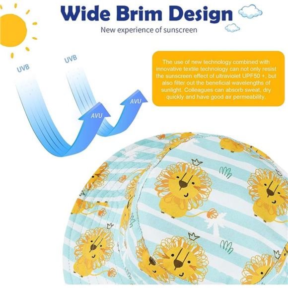 Sun Hat UPF 50+ Sun Protective Toddler Bucket Hat 07 White Crab - Picture 6 of 7